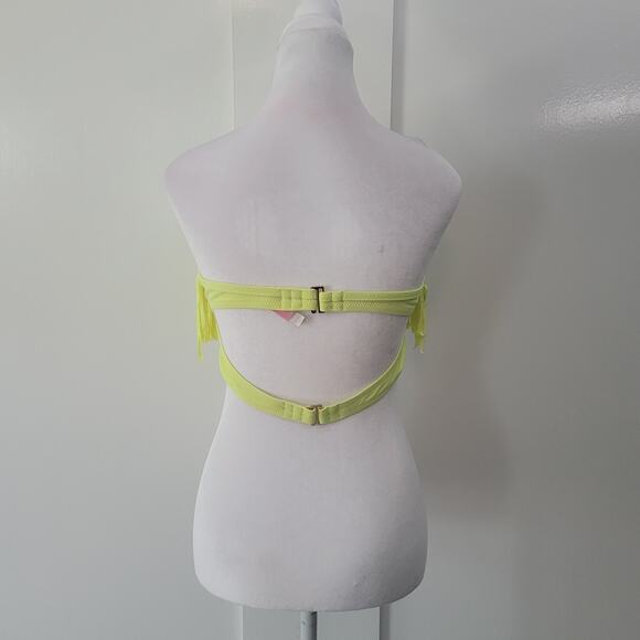 Victoria's Secret Size L Fringe Neon Yellow Bandeau Swim Top Beachwear Summer - Picture 3 of 9